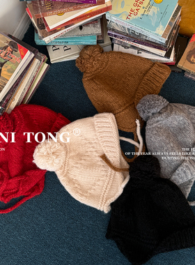 MONI 5色毛球球针织护耳帽