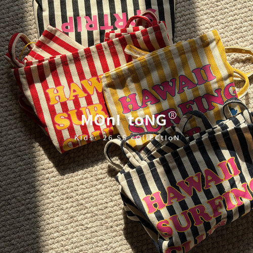 MONI 竖条纹印花休闲帆布包单肩托特包 大童/成人