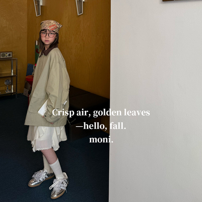 MONI 复古翻领风衣外套/不规则飘逸蛋糕裙