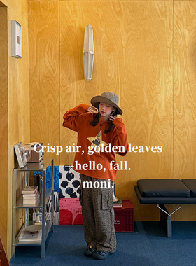 MONI 贴布假两件T恤(插画师合作款)/豹纹口袋直筒裤