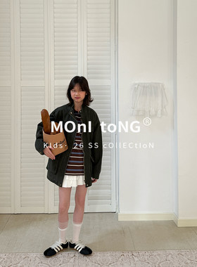 MONI 水洗棉多口袋军绿的立领中长款风衣夹克外套 中性款
