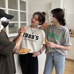 Real price letter printing round neck short sleeve T-shirt for women