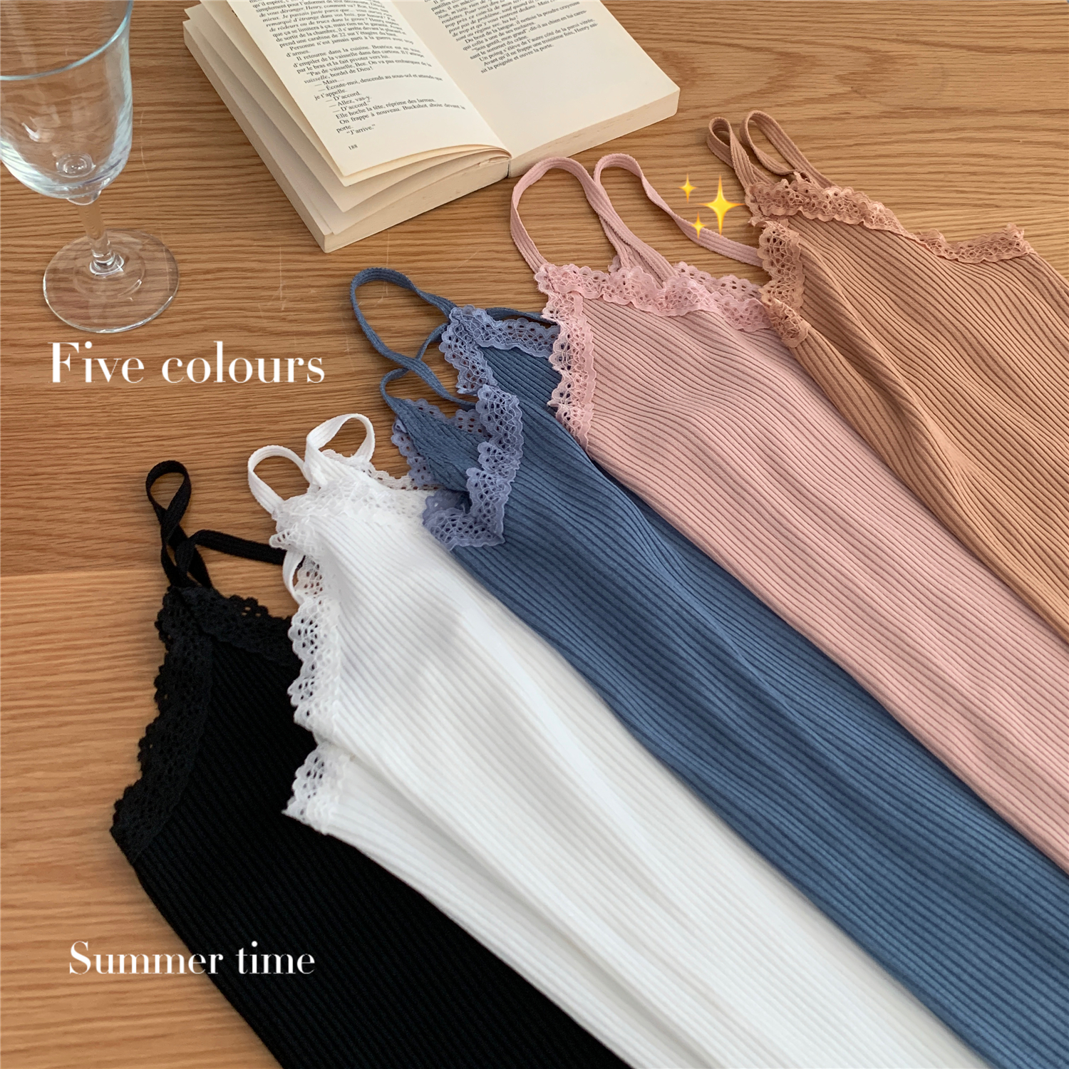 Real price ~ lace small sling women's design sense knitted bottomed vest with V-neck top