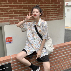 Real price - Fun zoo cartoon printed short sleeve shirt women's casual top