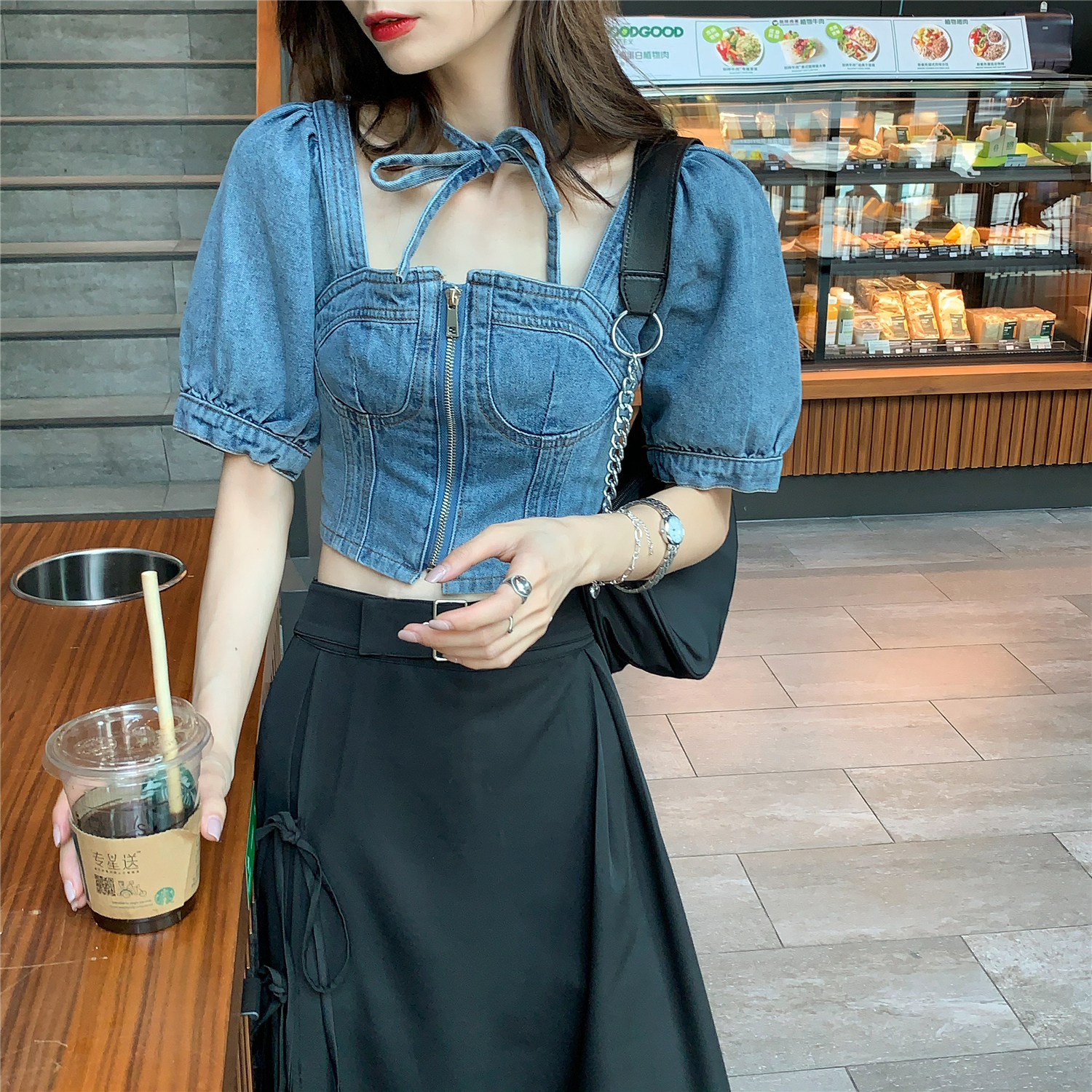 Real price irregular bandage slit mid length skirt