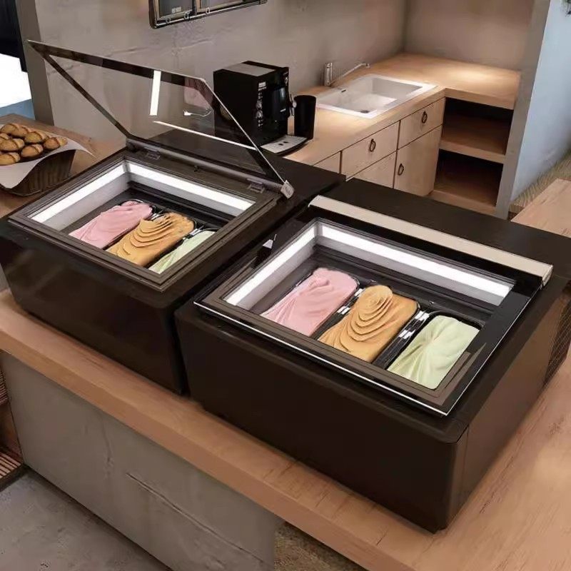 手工冰棒柜台式高端商用小型硬质冰激凌冷冻展示柜厚切炒酸奶台柜