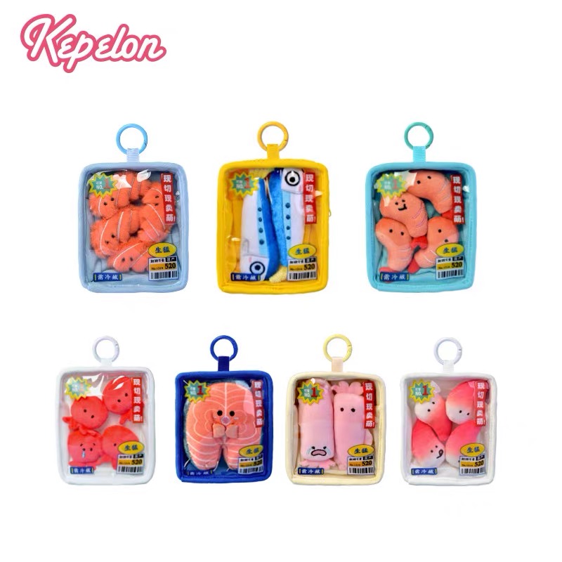 Kepelon海洋联萌可爱八爪鱼托盘装饰挂件北极贝沙丁鱼三文鱼鱿鱼