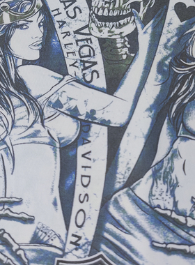 重磅不透美式复古哈雷机车印花男士短袖T恤摩托车图案纯棉T恤男潮