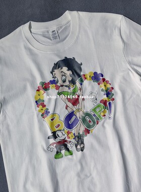 美式漫画betty boop贝蒂娃娃阿美咔叽vintage复古男女夏装短袖T恤