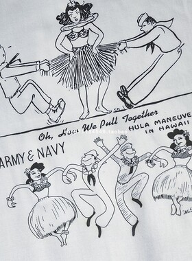 美式复古navy夏威夷hawaii水兵草裙舞水手二战WW2男女军事短袖T恤
