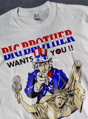 美式复古恶搞自由女神讽刺大兄弟需要你小众街头男女美潮短袖T恤