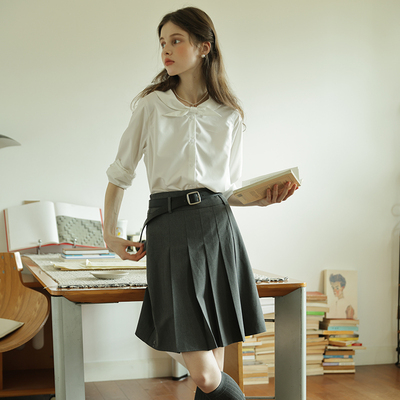 小众设计感兔耳朵长袖衬衫女25秋新款抗皱免打理内搭简约通勤衬衣