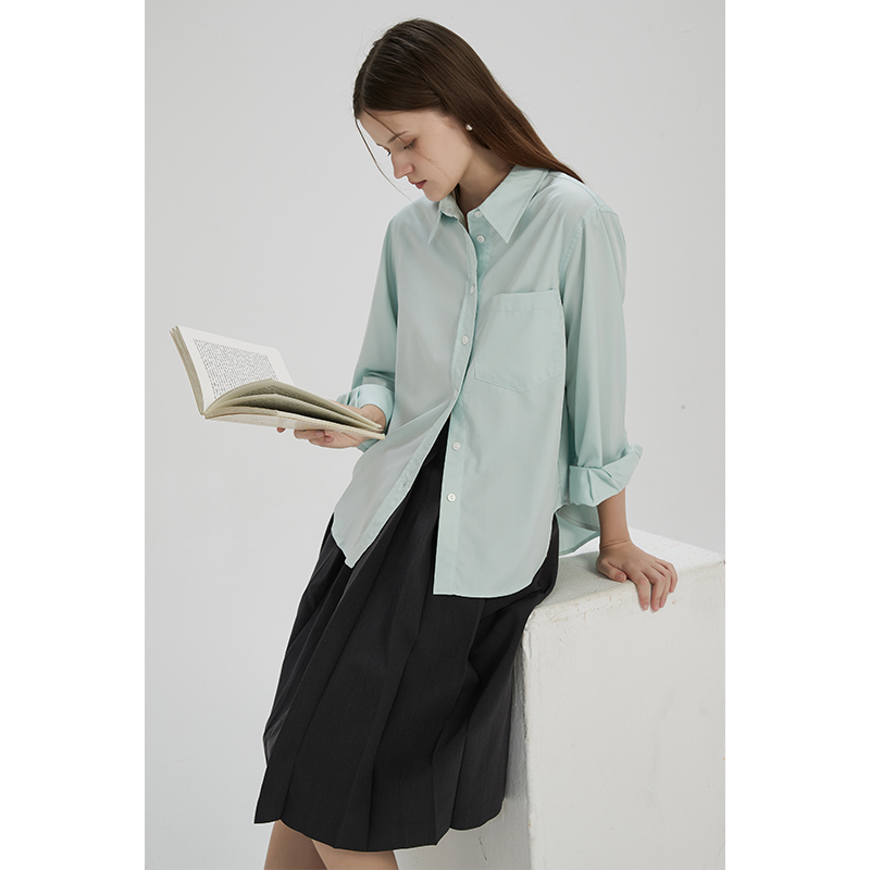 春也白耐皱易打理法式宽松长袖衬衫女秋新款叠穿内搭上衣通勤衬衣