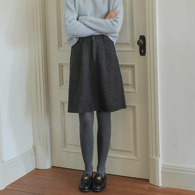 复古纯色小个子羊毛呢半身裙女秋冬款藏肉花苞裙叠穿高腰a字短裙