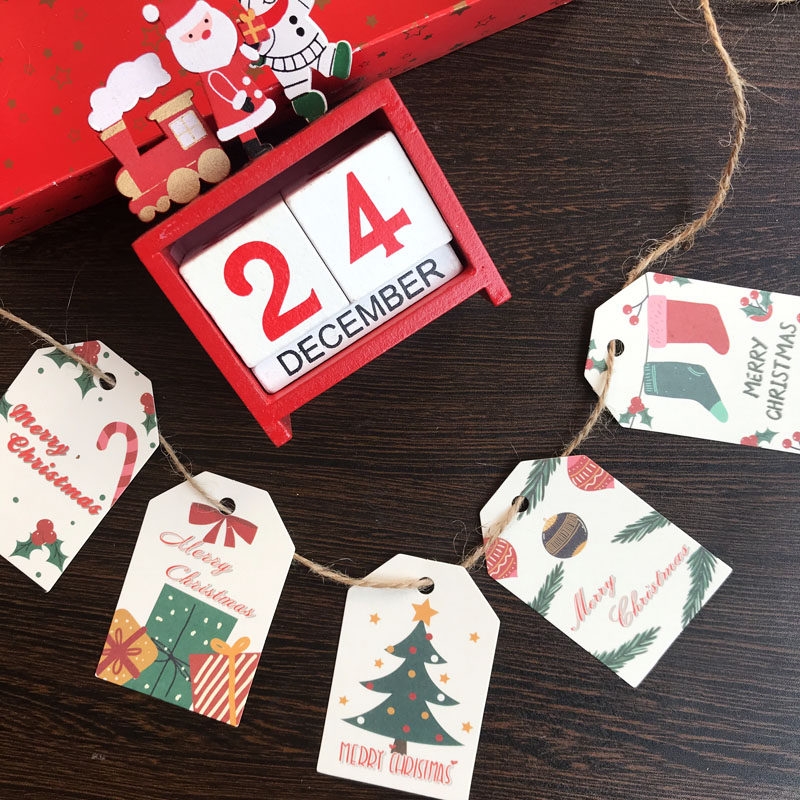 圣诞节贺卡心愿小卡片挂圣诞树上苹果盒装饰吊牌迷你小吊卡