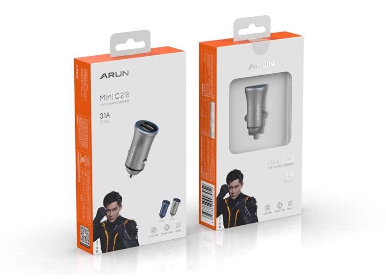 ARUN海陆通C218迷你钛金车充3.1A快充双口15W苹果VIVO华为OPP通用