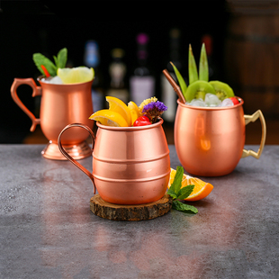 酒吧KTV不锈钢鸡尾酒镀铜杯咖啡杯  Moscow Mule 光面不锈钢酒杯
