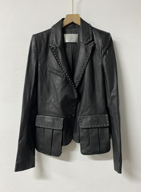 NG blooming99 黑色设计师款显瘦进口羔羊皮皮衣 女款