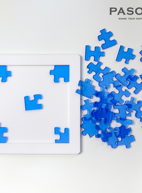 超难拼图只有29块成人智力烧脑游戏透明水晶塑料JigsawPuzzle蓝色
