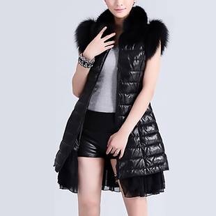 羽绒马甲女新款2023秋冬白鸭绒外穿韩版修身中长款无袖羽绒服上衣