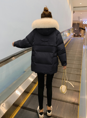 黑色宽松白鸭绒小个子羽绒服女短款冬季爆款2025新款加厚茧型外套