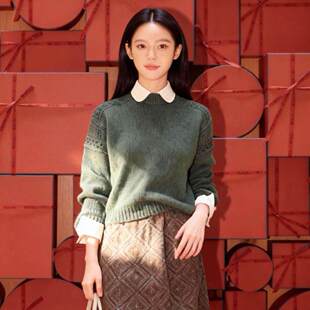 LP若楠同款毛衣女秋冬墨绿色针织上衣衬衫菱格钩花套装复古慵懒风