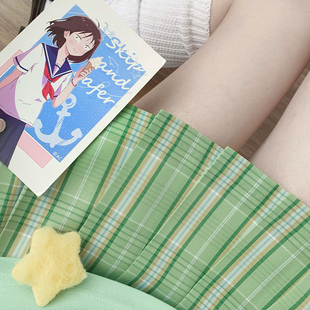 制服格裙原创正版 北璃酱日系jk夏季 瓜瓜绿色甜美可爱女学生半身裙