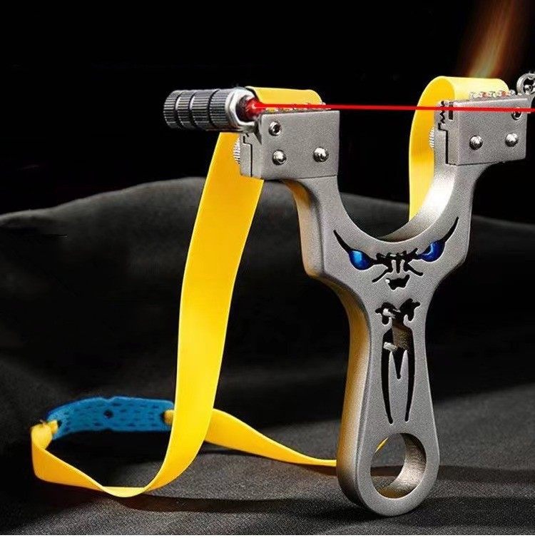 高精准大威力金属弹弓大全高级红外线扁皮弓户外竞技激光弹工不锈钢弹