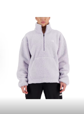 New Balance 女款纯色字母印花立领套头长袖卫衣 WT33118-GRV