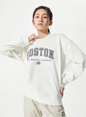 NEW BALANCE女款韩版时尚休闲百搭套头南瓜色白色卫衣5CC17102-IV