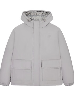 NEW BALANCE 短款鸭绒羽绒服男女简约保暖连帽外套 AMJ43359-TAG
