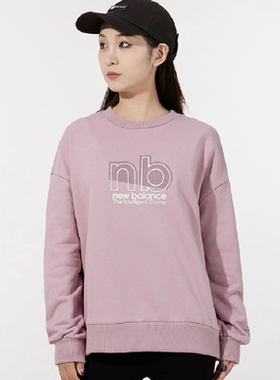 New Balance 女款百搭休闲舒适纯色圆领卫衣AWT14358-GNT