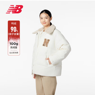 NEW BALANCE羽绒服女款短款鸭绒休闲防寒保暖翻领外套NPD4E122-IV