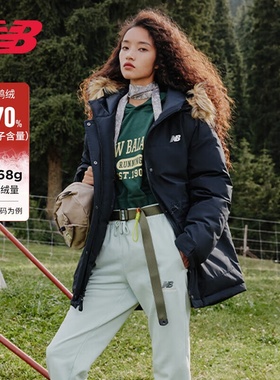 NEW BALANCE羽绒服男款女款冬季休闲保暖鸭绒户外连帽AWJ33325-BK