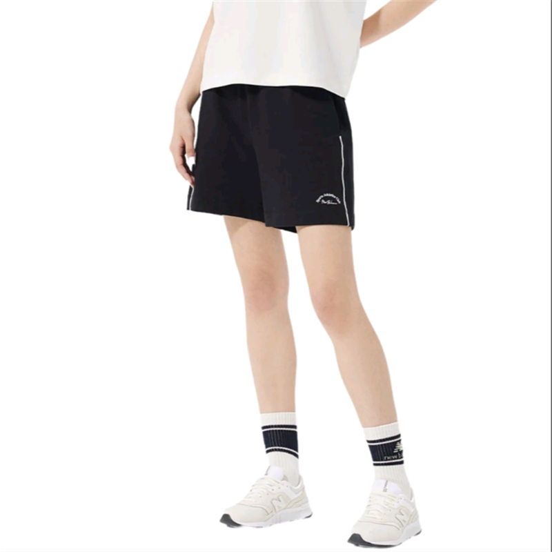 New Balance女夏季运动休闲纯棉针织五分裤短裤5VD24272-BK
