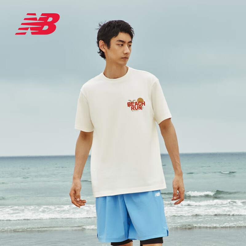 NEW BALANCE T恤男款运动休闲透气圆领白色短袖AMT32364-CIC