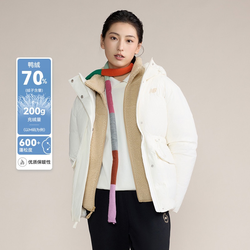 NEW BALANCE 秋冬短款女鸭绒保暖面包羽绒服AWJ43356-CIC