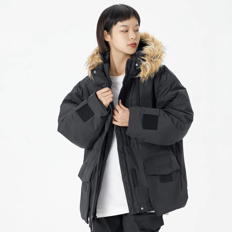 NEW BALANCE防风外套女短款工装羽绒服AWJ14366-BK