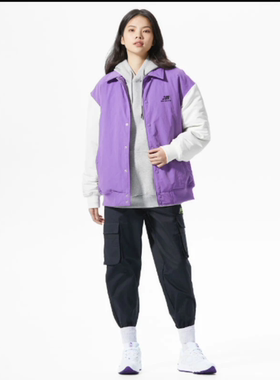New Balance 男女同款休闲潮流拼接棉服外套5QC12043-PUR