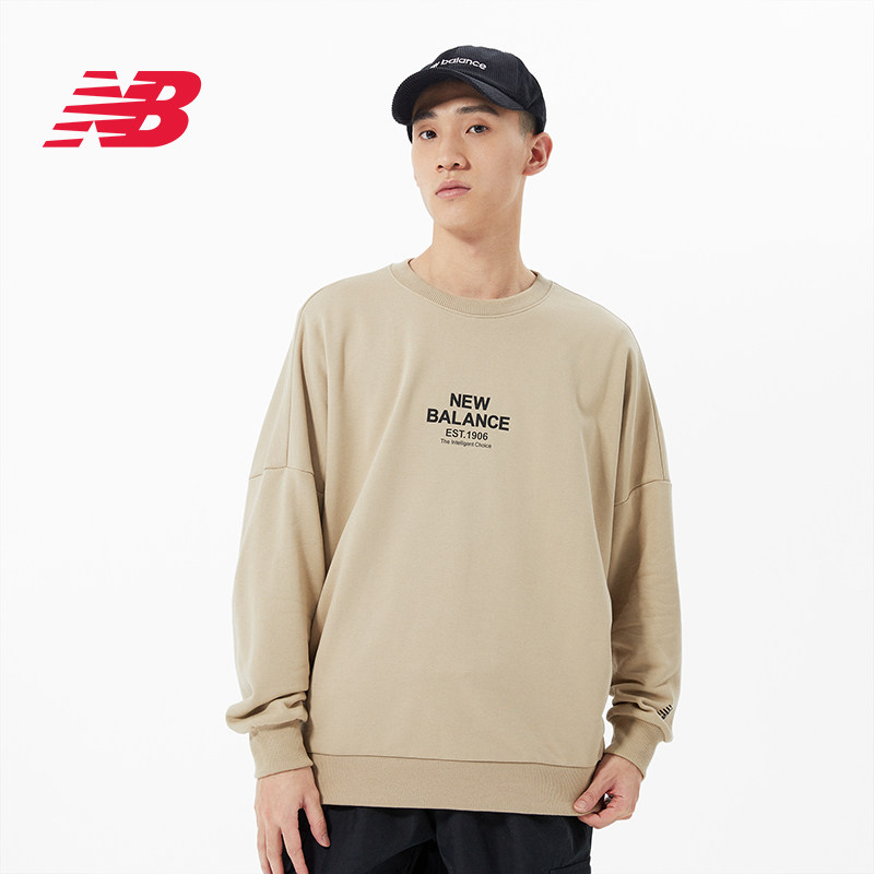 New Balance 经典圆领男款舒适百搭卫衣AMT14318-BEI