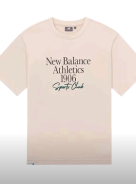 NEW BALANCE短袖男女夏季宽松棉质运动T恤小麦色5ED25413-CRE