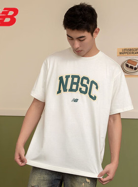 NEW BALANCE 男女休闲圆领透气短袖时尚运动健身T恤 AMT42322-CIC