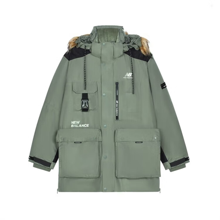 New Balance男子秋冬毛领保暖羽绒服 外套AMJ14300-OLG