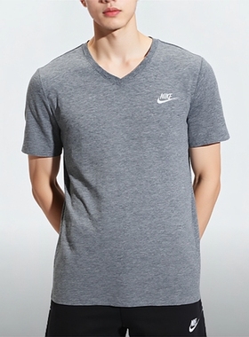 Nike耐克男子纯棉透气运动休闲V领短袖T恤827024-063 AC