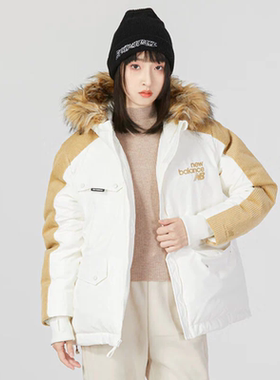 NEW BALANCE女连帽保暖短款IU款工装外套羽绒服棉服AWJ24306-CIC
