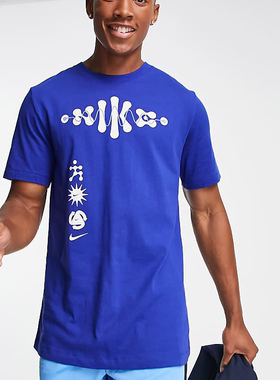 Nike耐克DRI-FIT男中长款运动休闲透气短袖T恤DM5435-455 AC