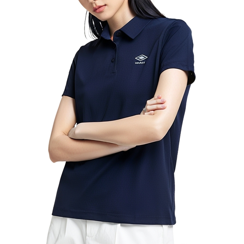女子运动休闲针织蓝色翻领短袖POLO衫UH221AP2652-8