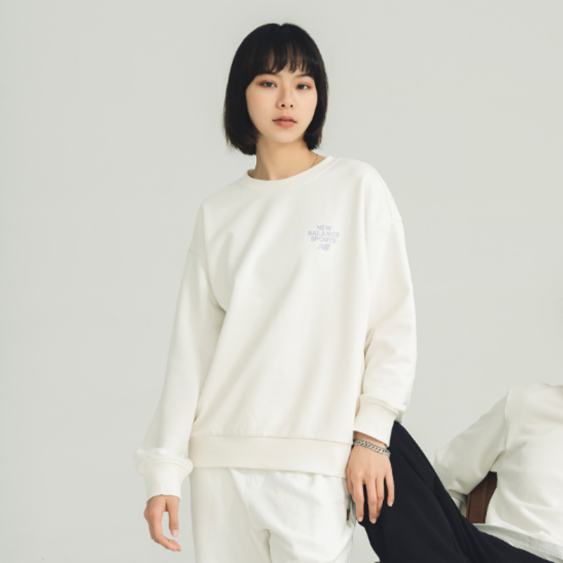 NEW BALANCE 男女纯色运动休闲套头圆领宽松卫衣 5CD12152-IV