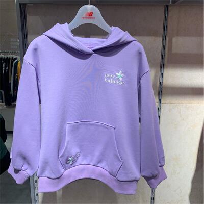 Newbalance kids NB童装22春款女童韩版潮流针织连帽卫衣 7CC1402