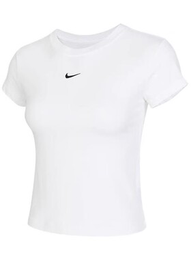 耐克女短袖夏季刺绣LOGO圆领透气运动休闲高腰半袖T恤FV5509-100